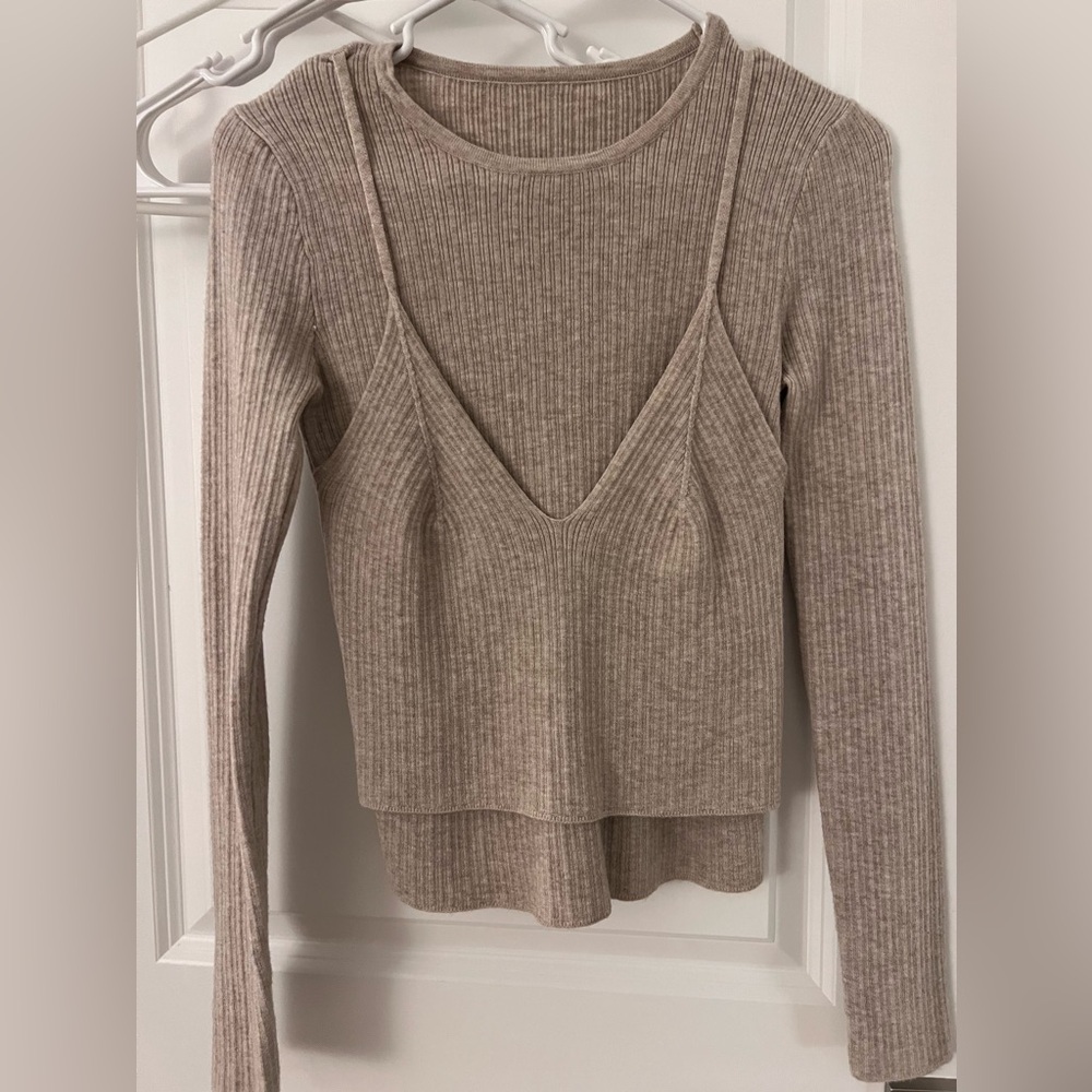 New korean long sleeve with tank top set